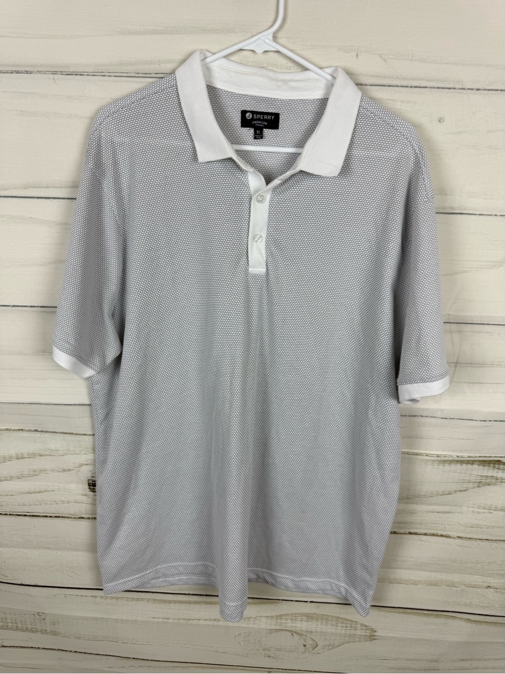 Sperry Light Gray Mesh Polo with White Trim